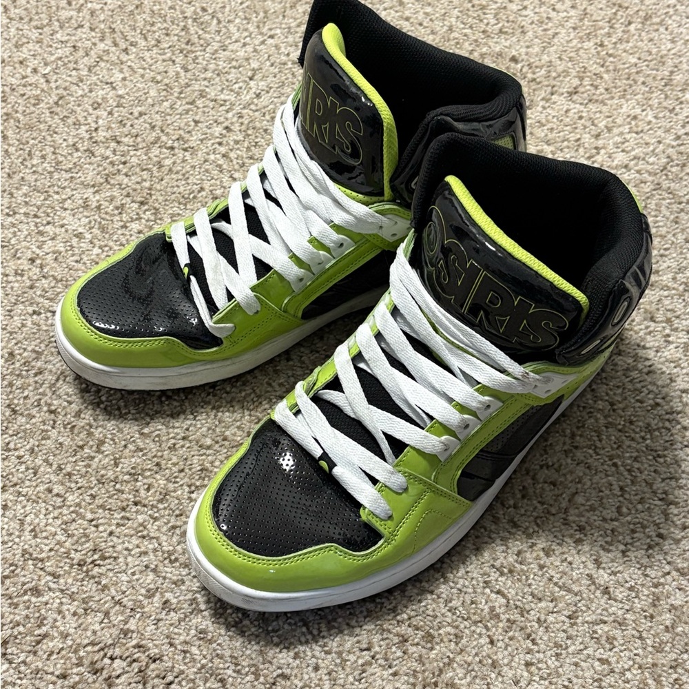 Osiris High-Top Sneakers in Black and Green